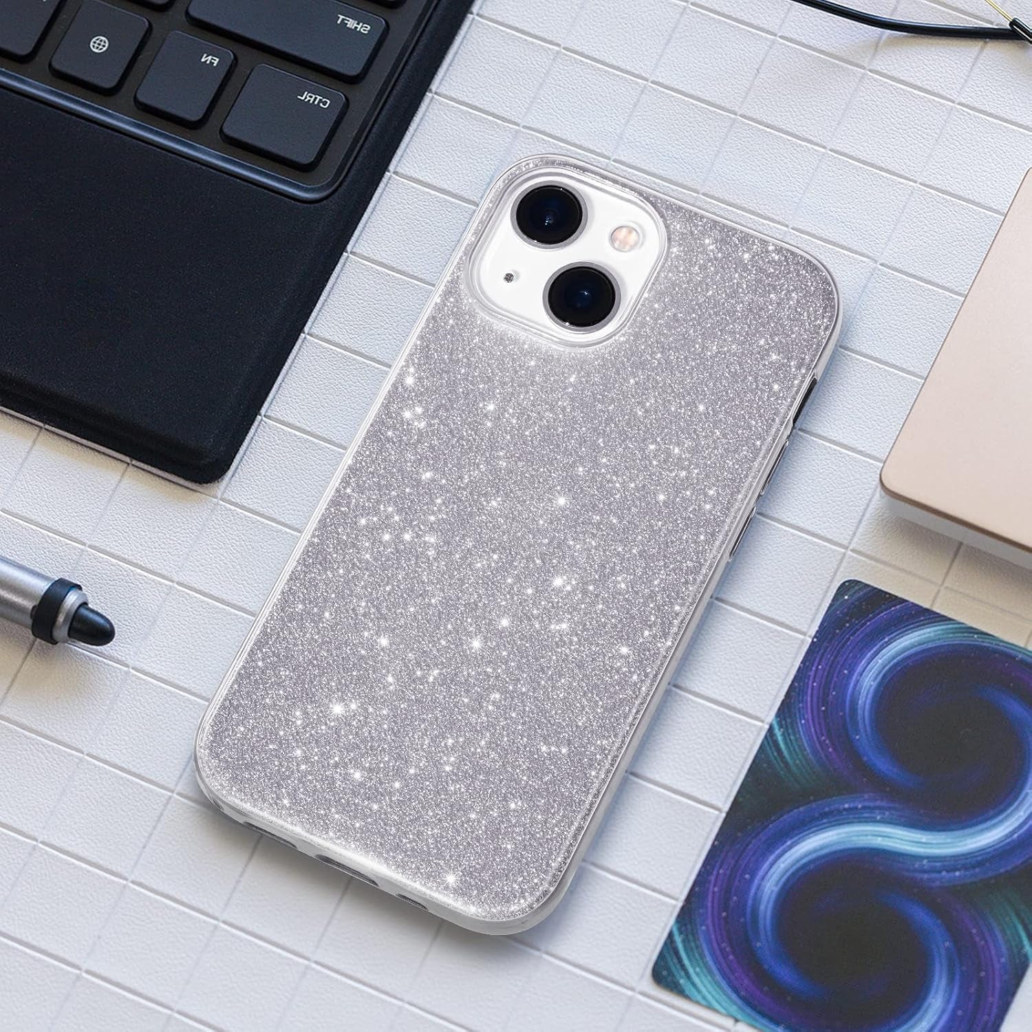 Compatible with Iphone 14 Case Bling Sparkle Cute Girls Women Protective Cases Cover for Iphone 14 6.1" 2022 (Silver)