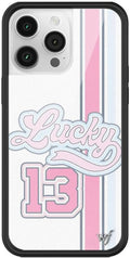 Cases - Compatible with Iphone 14 Pro Max | Protective Black Bumper, 6.5Ft Drop Test Certified, Women Owned Small Business | White, School, Letterman, Pink, Trendy |Lucky Girl