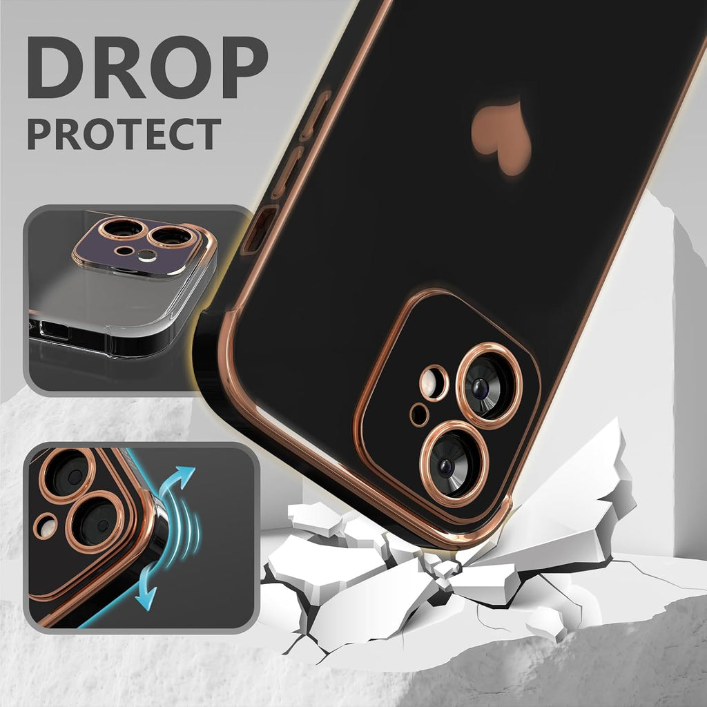 For Iphone 11 Case for Women Heart Iphone 11 Covers Soft Luxury 11 Phone Cases 6.1Inch Only (Black)