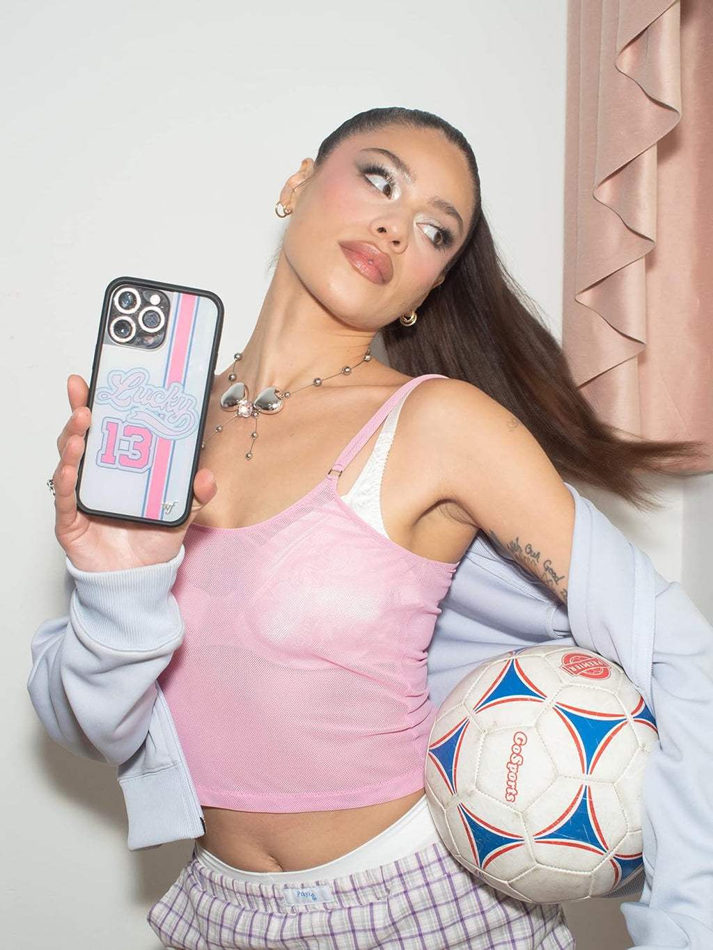 Cases - Compatible with Iphone 14 Pro Max | Protective Black Bumper, 6.5Ft Drop Test Certified, Women Owned Small Business | White, School, Letterman, Pink, Trendy |Lucky Girl