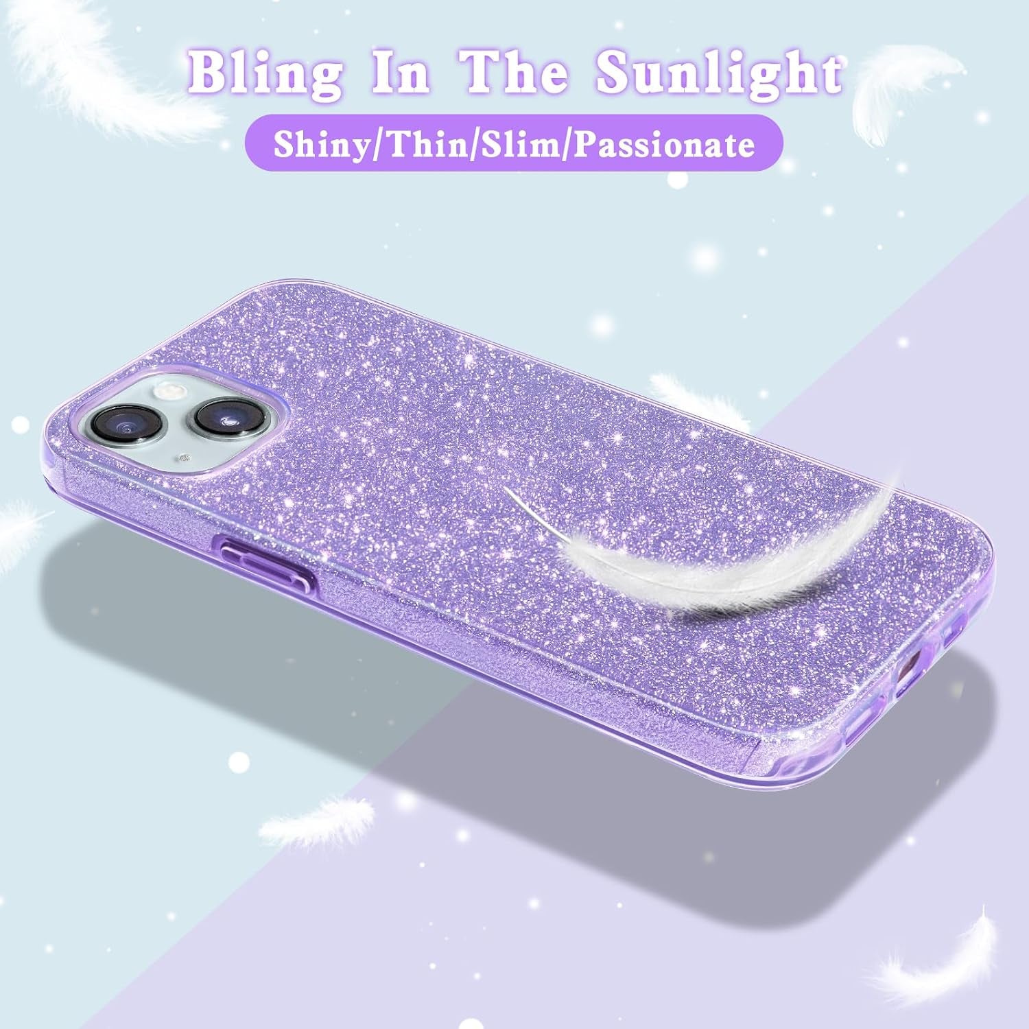 Compatible with Iphone 15 Case Bling Sparkle Cute Girls Women Protective Cases Cover for Iphone 15 6.1" 2023-Purple