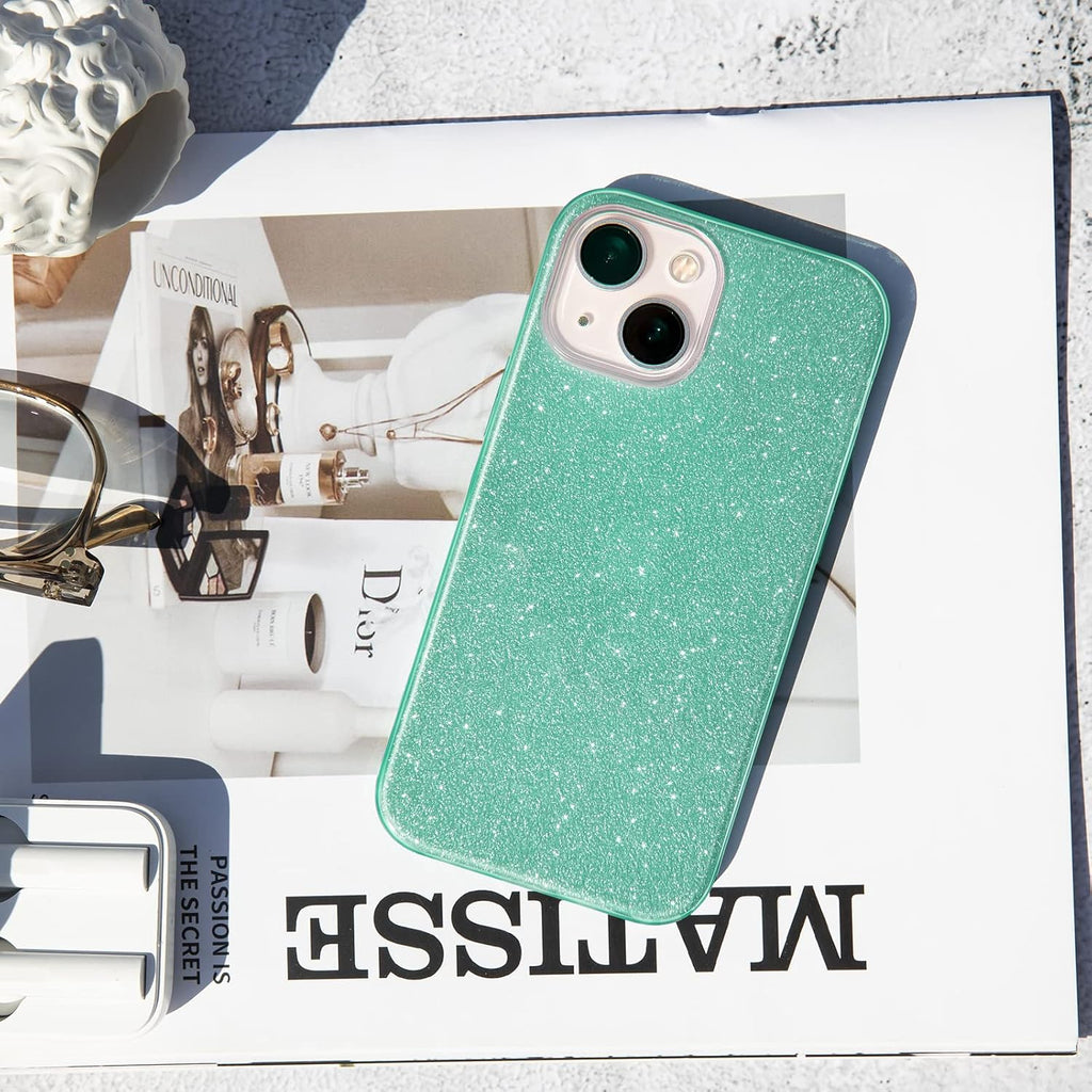 Compatible with Iphone 14 Case Bling Sparkle Cute Girls Women Protective Cases Cover for Iphone 14 6.1" 2022 (Green)