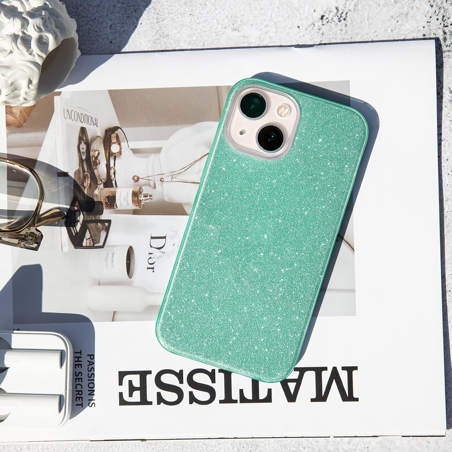 Compatible with Iphone 14 Case Bling Sparkle Cute Girls Women Protective Cases Cover for Iphone 14 6.1" 2022 (Green)